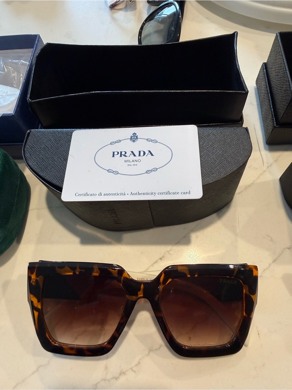 Prada Tortoiseshell Square Women’s Sunglasses with Brown Gradient Lenses